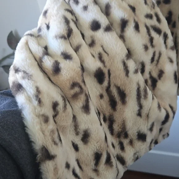 NEW Reversible 2 In 1 Dennis Basso Leopard Print Teddy / Quilted Cream Jacket - Picture 3 of 6